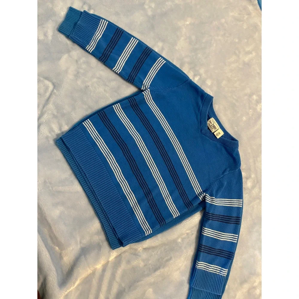 The Childrens Place Boys 2T Sweater Lot 2 Blue V-Neck Striped Solid Pullovers